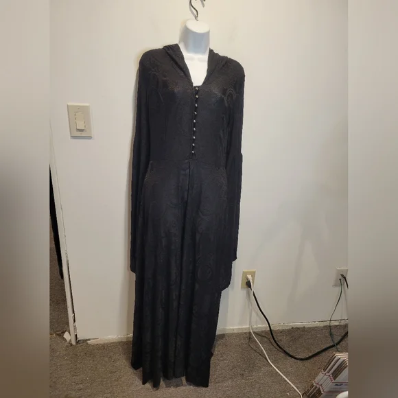 long black witchy dress Vamp Lady Black Witchy Dark Academia Dress Witchcore Aesthetic main image 1